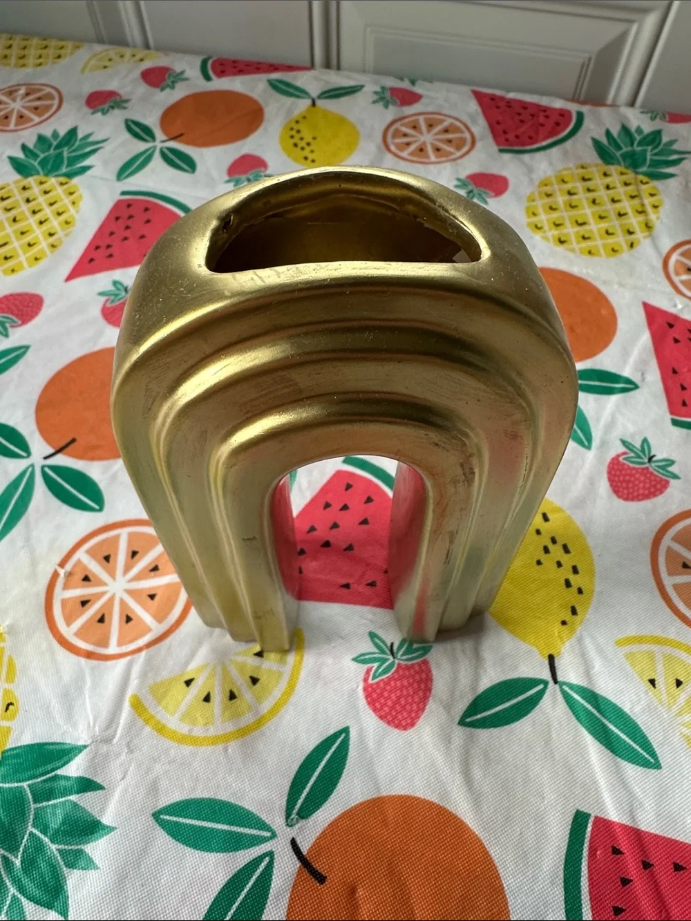 Gold Rainbow Sculptural Vase Accent